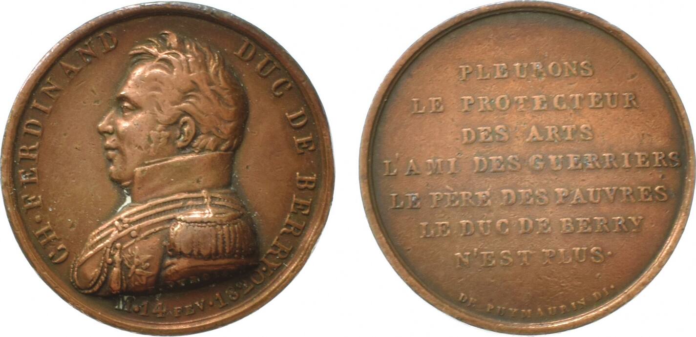 Frankreich Medaille 1820 Charles Ferdinand Duc De Berry VF MA Shops