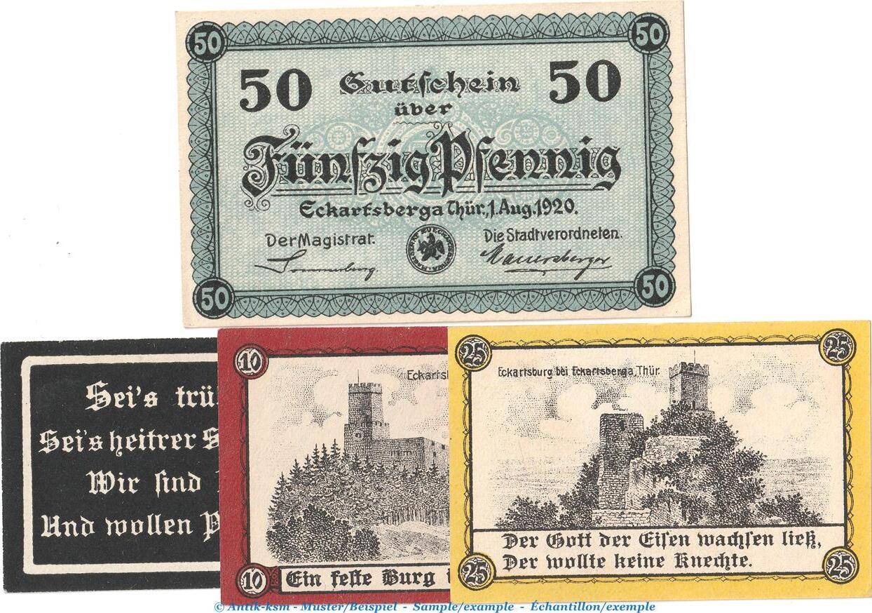 Serienscheine De Scheine Kpl Notgeld Stadt Eckartsberga Set