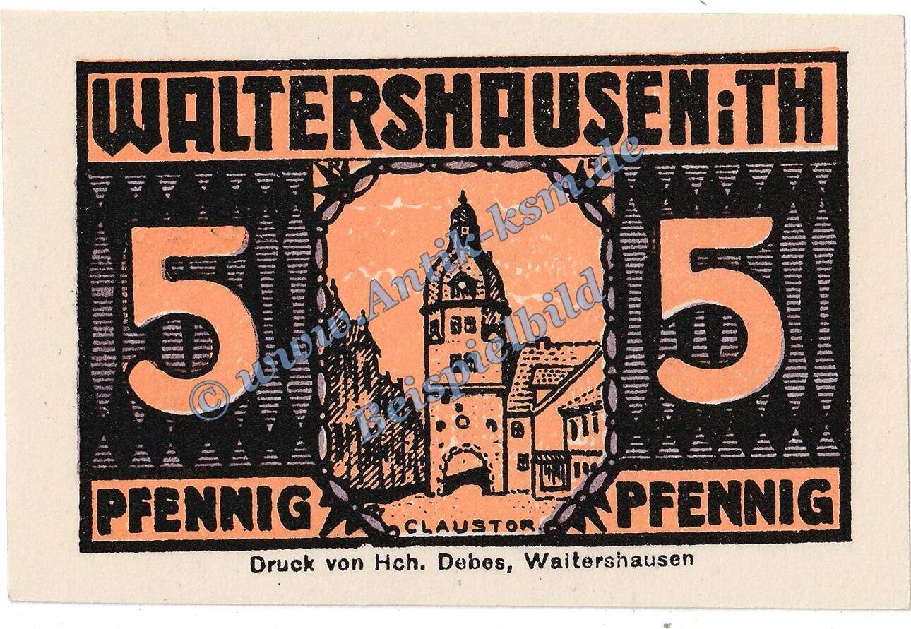 Notgeld DE 5 Pf Waltershausen Notgeld 5 Pfennig Schein In Kfr M G