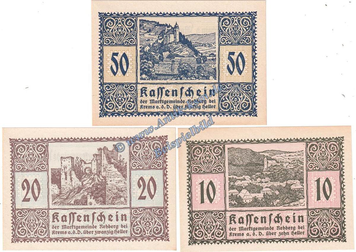 Notgeld AT 3 Scheine Kpl Rehberg Notgeld Set Mit 3 Scheinen In Kfr K