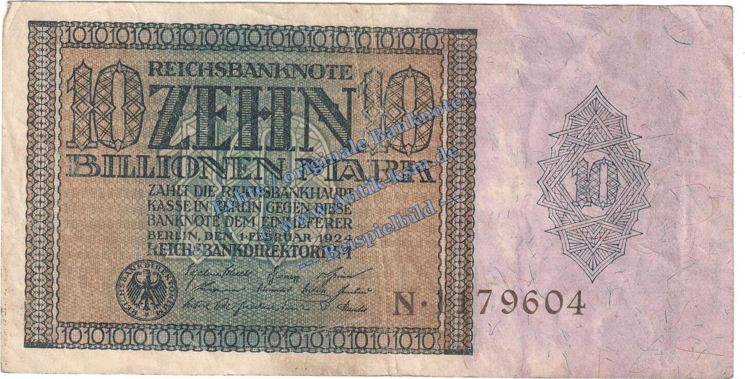 Weimarer Republik Inflation Bio Mk Banknote Billionen