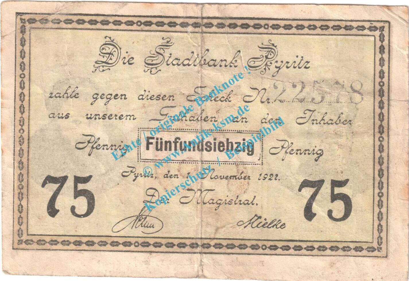 Notgeld De Pf Pyritz Notgeld Pfennig Schein In Gbr M G