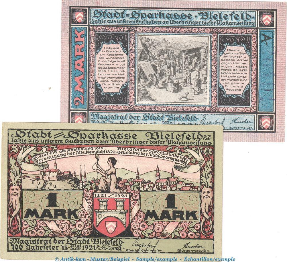 Notgeld De 2 Scheine Kpl Notgeld Stadt Bielefeld 103 6 Set Mit 2