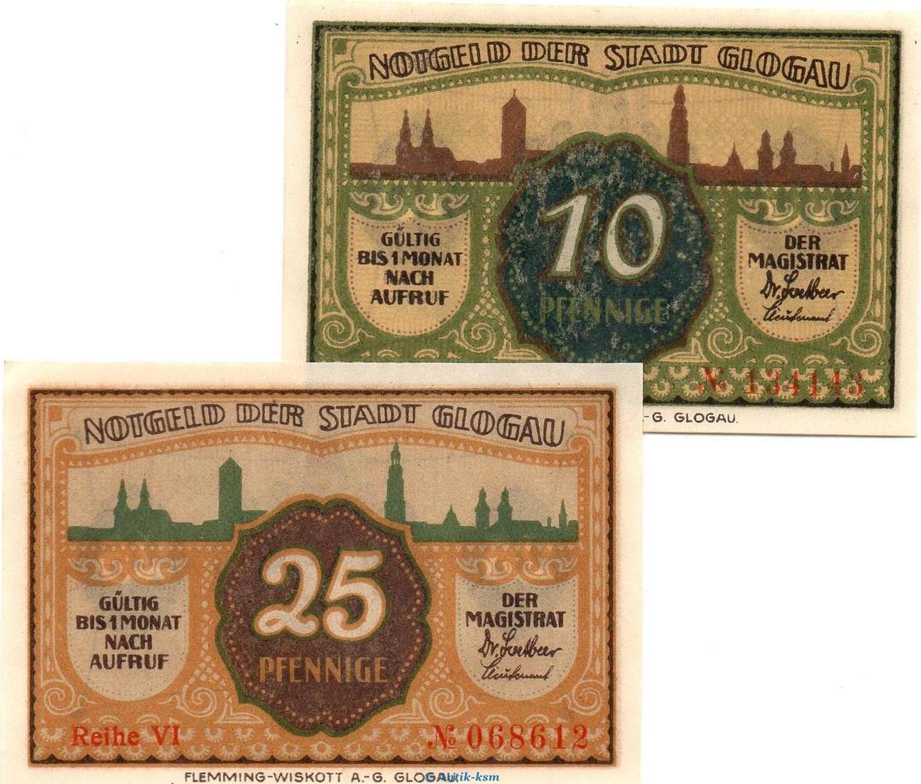 Notgeld Deutschland X Notgeld Glogau Kompl O D X Notgeld