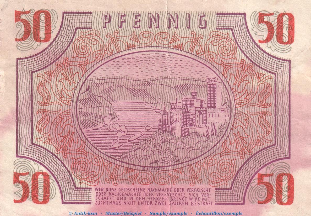 Alliierte Militärbehörde 50 Pfennig Schein Rheinland 1923 Banknote 50