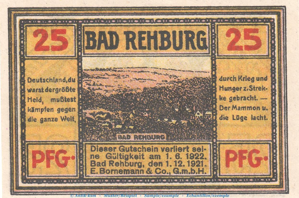 Seriennotgeld Deutschland Notgeld Rehburg 25 Pf Nr 1 Notgeld E