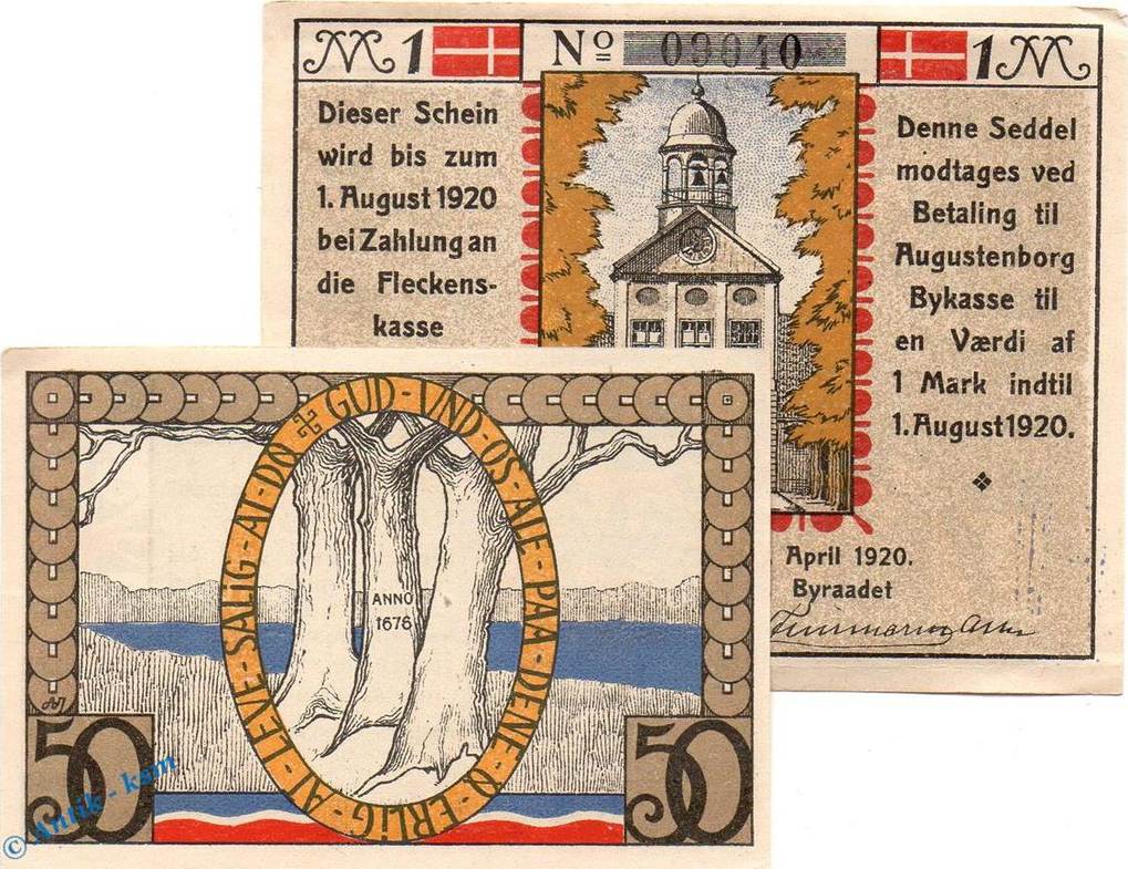 Notgeld DE 2 Scheine Kpl 1921 Notgeld Augustenburg Set Mit 2 Scheinen