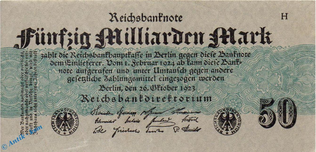 Inflation De Mia Mk Reichsbanknote Milliarden Mark Schein In F