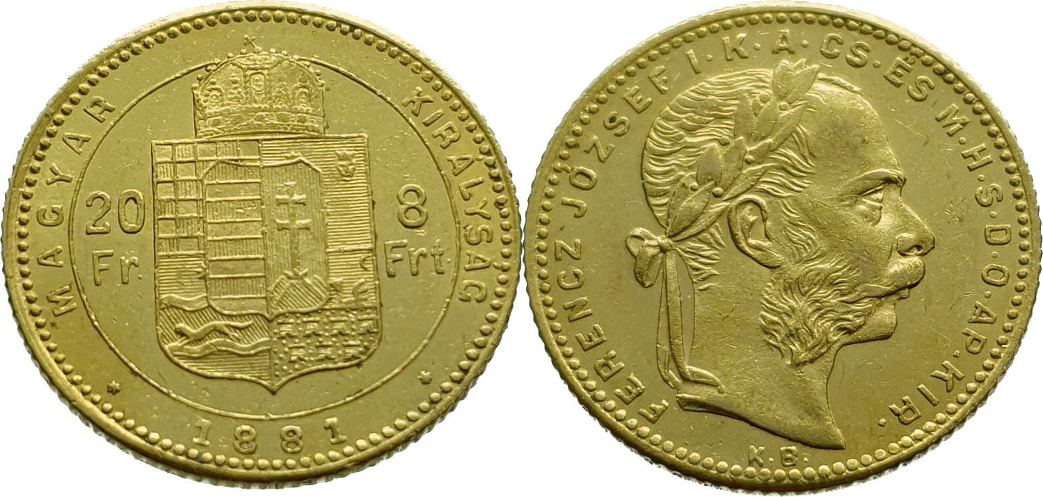 Hungary Francs Forint Franz Joseph I Gold Extremely Fine