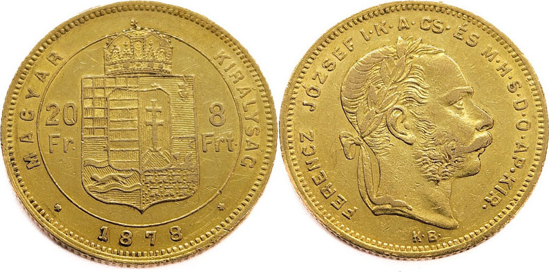 Hungary Francs Forint Franz Joseph I Gold Very Fine Ma