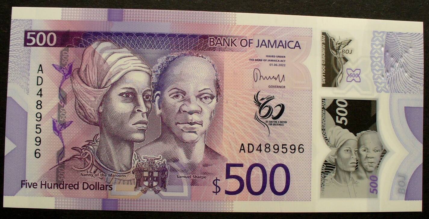 Jamaika 500 Dollars 2022 P 98 Polymer UNC MA Shops