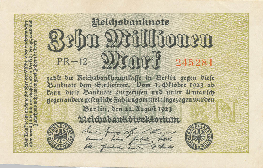 Deutsches Reich Weimarer Republik 10 Millionen Mark 1923 Ro 105a Wz