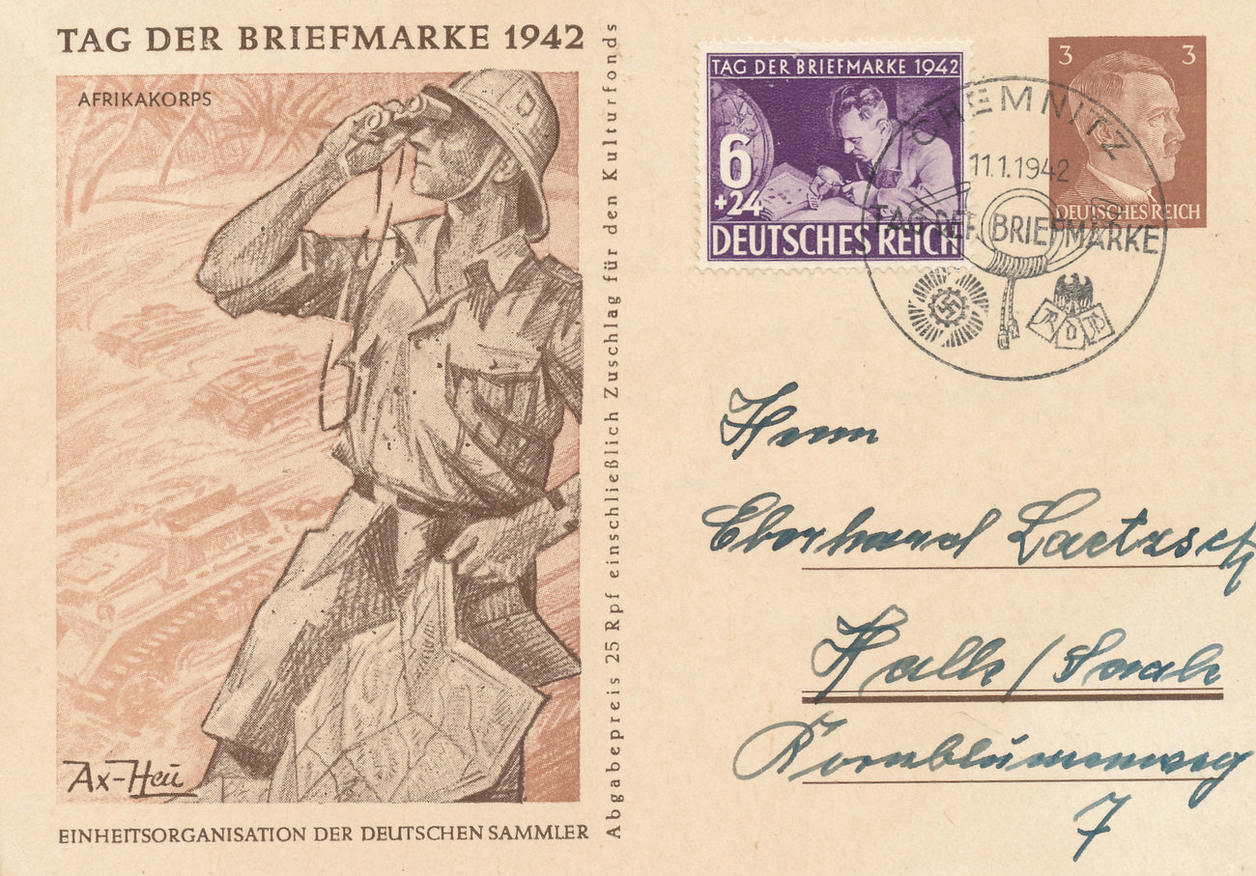 Deutsches Reich Drittes Reich Postkarte Tag Der Briefmarke