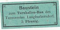 Deutsches Reich, Sachsen, 5 Pfennig Baustein Turnverein Langburkersdorf 48x22mm