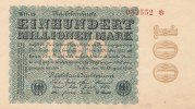 Deutsches Reich, 100 Mio.Mark Ro.106l Firmendruck, Wz.Hakensterne, KN 6 stellig braun bis rot, FZ:schwarz WH,