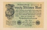 Deutsches Reich, 20 Mio.Mark Ro.107c, Wz.Rauten liegend, KN 6 stellig, FZ:AR,