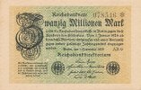 Deutsches Reich, 20 Mio.Mark Ro.107c, Wz.Rauten liegend, KN 6 stellig, FZ:AR,
