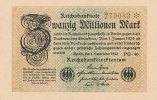 Deutsches Reich, 20 Mio.Mark Ro.107g, Wz.Gitter, KN 6 stellig, FZ:PG,