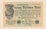 Deutsches Reich, 20 Mio.Mark Ro.107h, Wz.Sterne, KN 6 stellig, FZ:GU,