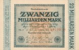 Deutsches Reich, 20 Mrd.Mark Ro.115a Wz.Hakensterne KN 5 stellig rot, FZ:EK