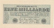 Deutsches Reich, 1 Mrd.Mark Ro.119b Wz.Kreuzblüten, ohne FZ