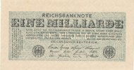 Deutsches Reich, 1 Mrd.Mark Ro.119b Wz.Kreuzblüten, ohne FZ