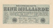 Deutsches Reich, 1 Mrd.Mark Ro.119b Wz.Kreuzblüten, ohne FZ