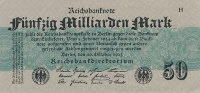 Deutsches Reich, 50 Mrd.Mark Ro.122b Papier grau, mit FZ:H