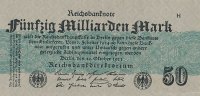 Deutsches Reich, 50 Mrd.Mark Ro.122b Papier grau, mit FZ:H