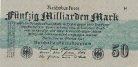 Deutsches Reich, 50 Mrd.Mark Ro.122b Papier grau, mit FZ:H