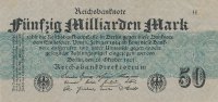 Deutsches Reich, 50 Mrd.Mark Ro.122b Papier grau, mit FZ:H