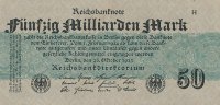 Deutsches Reich, 50 Mrd.Mark Ro.122b Papier grau, mit FZ:H
