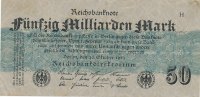 Deutsches Reich, 50 Mrd.Mark Ro.122b Papier grau, mit FZ:H