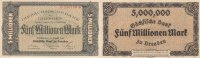 Deutsches Reich, Sachsen, 5 Mio.Mark Dresden, Sächsische Bank,