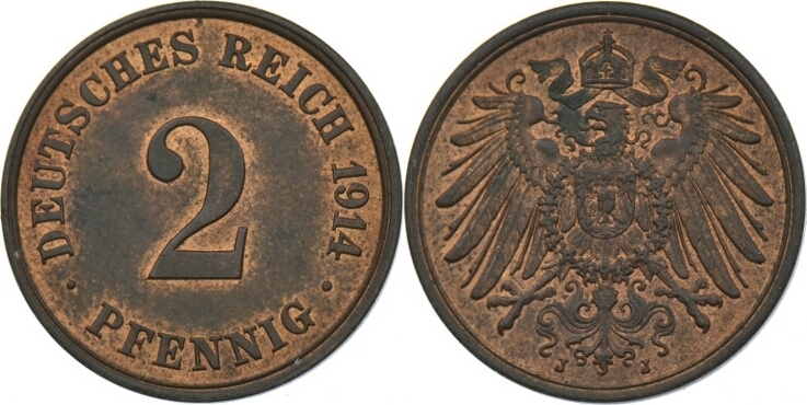 Kaiserreich Pfennig J Ch Unc Feine Patina Ma Shops