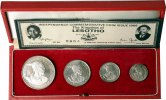 Lesotho 5 Licente - 50 Licente Lesotho, Münzset zur Erlangung der Unabhängig, 1966, PP, 4 Münzen