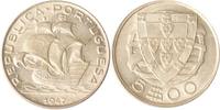 Portugal 5 Escudos Portugal, 5 Escudos, 1947, Segelschiff, vz/st