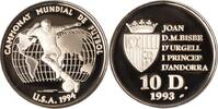 Andorra 10 Diners Andorra, 10 DIners, Fußballspieler vor Weltkarte, 1993, PP