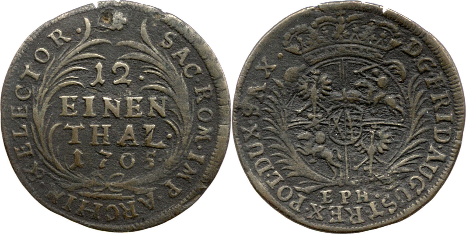 Sachsen Albertinische Linie 1 12 Taler 1705 EPH Friedrich August I