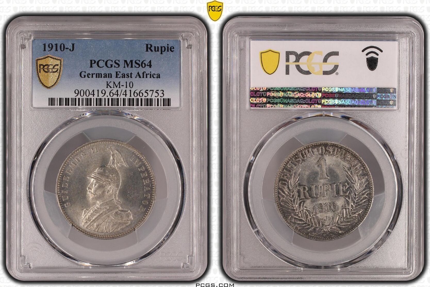 Deutsch Ostafrika 1 Rupie 1910 J PCGS MS64 MA Shops