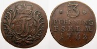 Schwarzburg-Rudolstadt Cu 3 Pfennig Johann Friedrich 1744-1767.