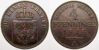 Brandenburg-Preußen Cu 4 Pfennige Friedrich Wilhelm IV. 1840-1861.
