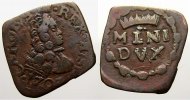 Italien-Mailand Cu Quattrino (Klippenformig) Carlo III 1707-1740, re di Spagna (1703-1725) e duca di Milano (1707-1740).
