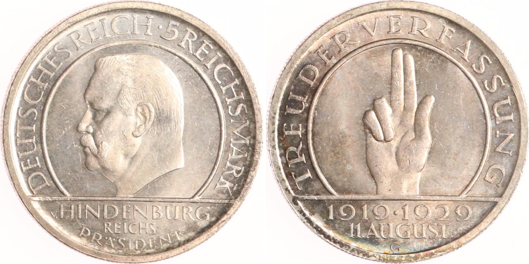 Weimarer Republik Reichsmark G Verfassung Ch Unc Ma Shops