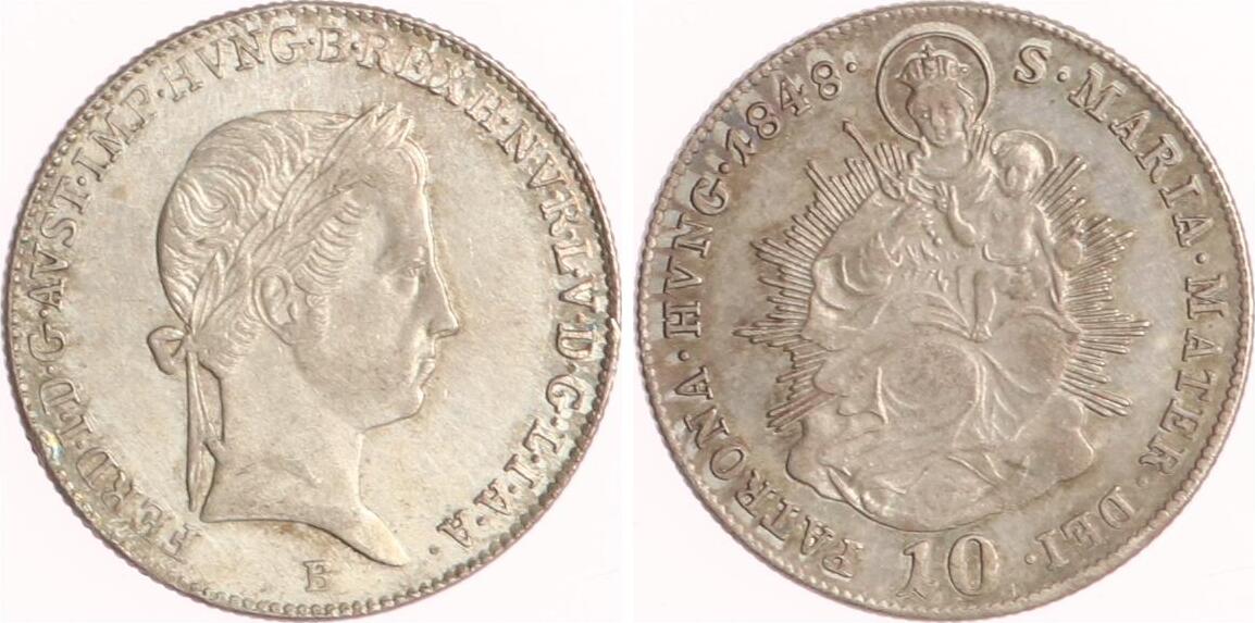 Österreich 10 Kreuzer 1848 B Ferdinand I 1835 1848 UNC MA Shops