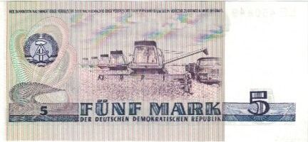 Germany Democratic Republic 5 Mark 1975 Banknote Undated KM 27A UNC