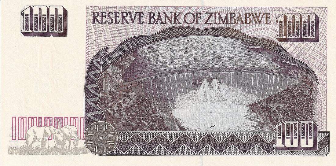 Zimbabwe 100 Dollars 1995 Banknote Undated KM 9a UNC 65 70 MA Shops