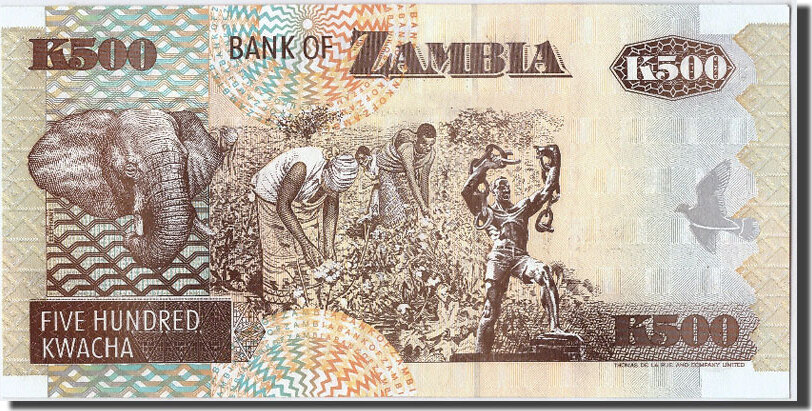 Zambia 500 Kwacha 1992 Banknote UNC 65 70 MA Shops