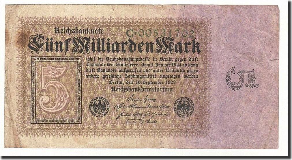 Germany 5 Milliarden Mark Banknote 1923 09 10 KM 115a F 12 15 MA Shops