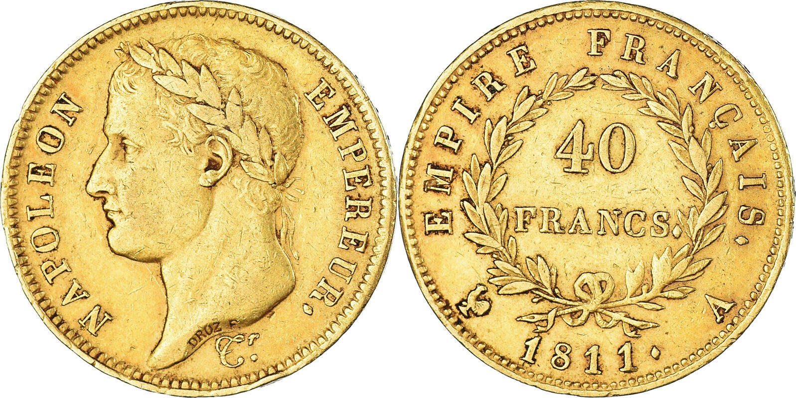 France 40 Francs 1811 A Coin Napoléon I Paris Gold KM 696 1 EF 40